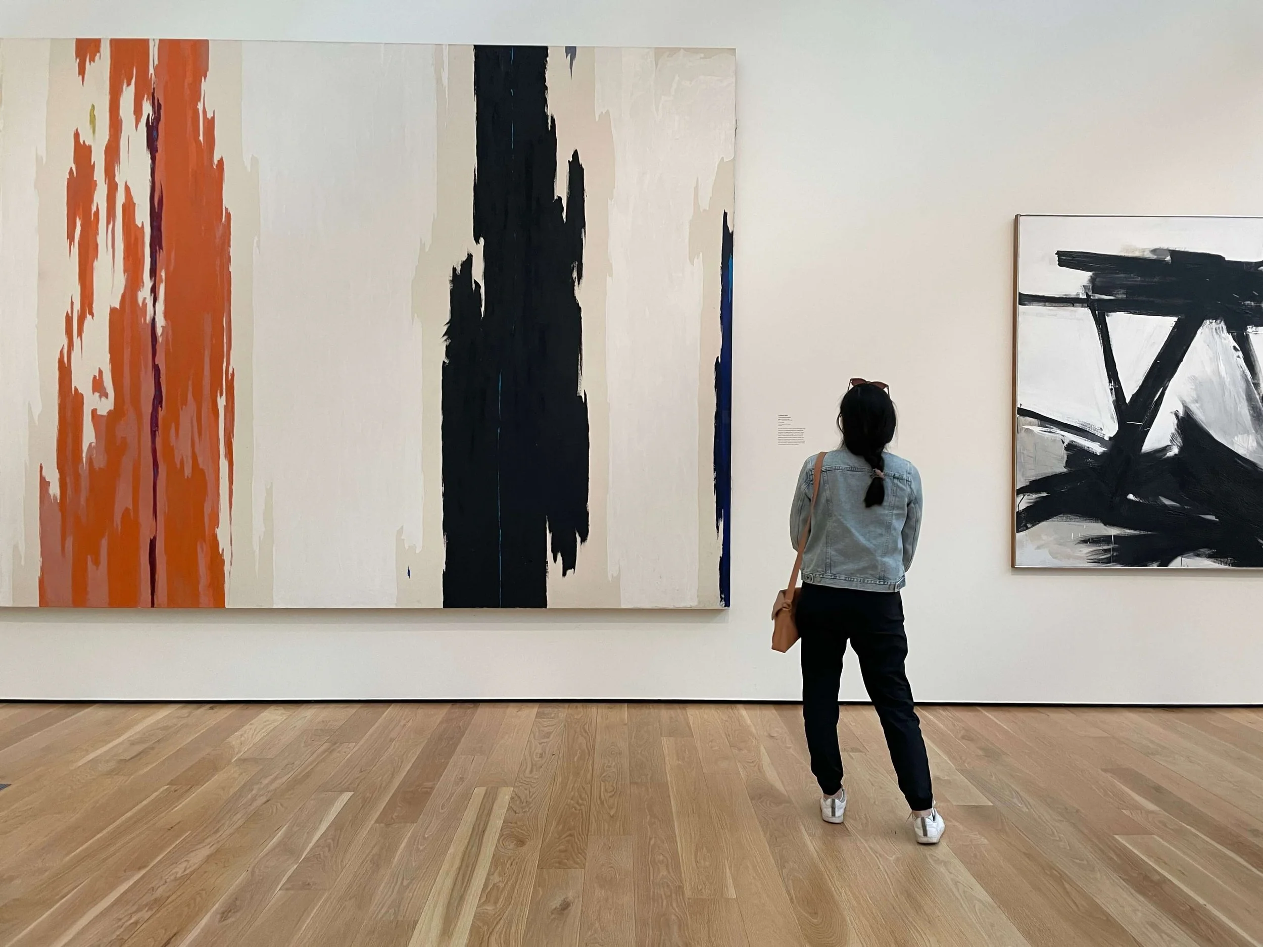 Kim looking at a painting at LACMA