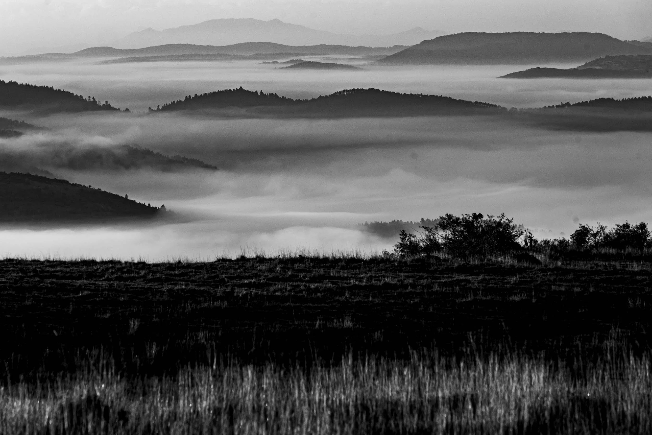 Série photo de Chris Branruz en noir et blanc dans les Cévennes en Lozère