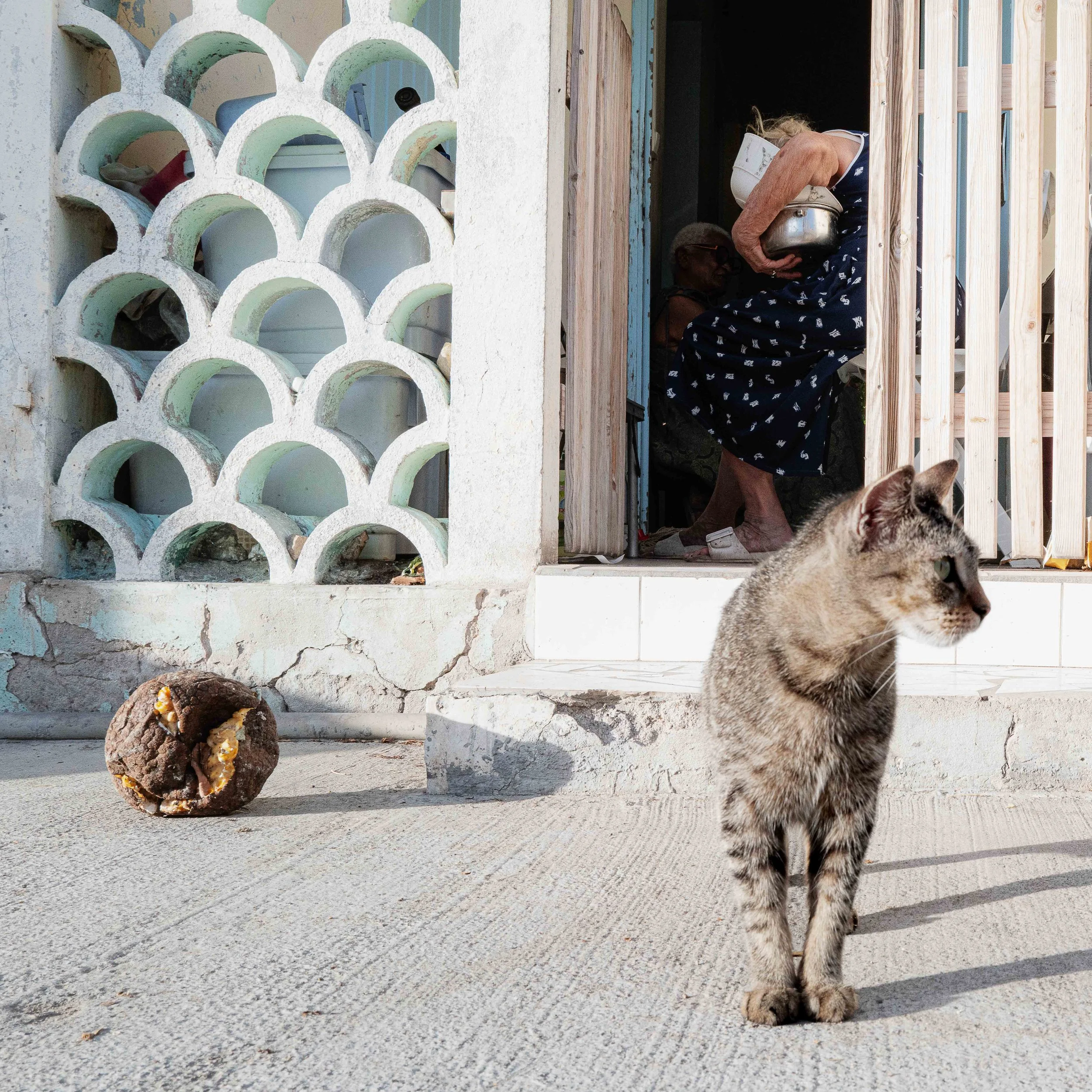 Photographie prise à la Désirade, révélant l'envers du décor paradisiaque entre stigmates du passé et présence humaine discrète. Photographie issue de la série "InDésirade" de Sophie Tournois, développée dans le cadre du mentorat photo en ligne de Pr