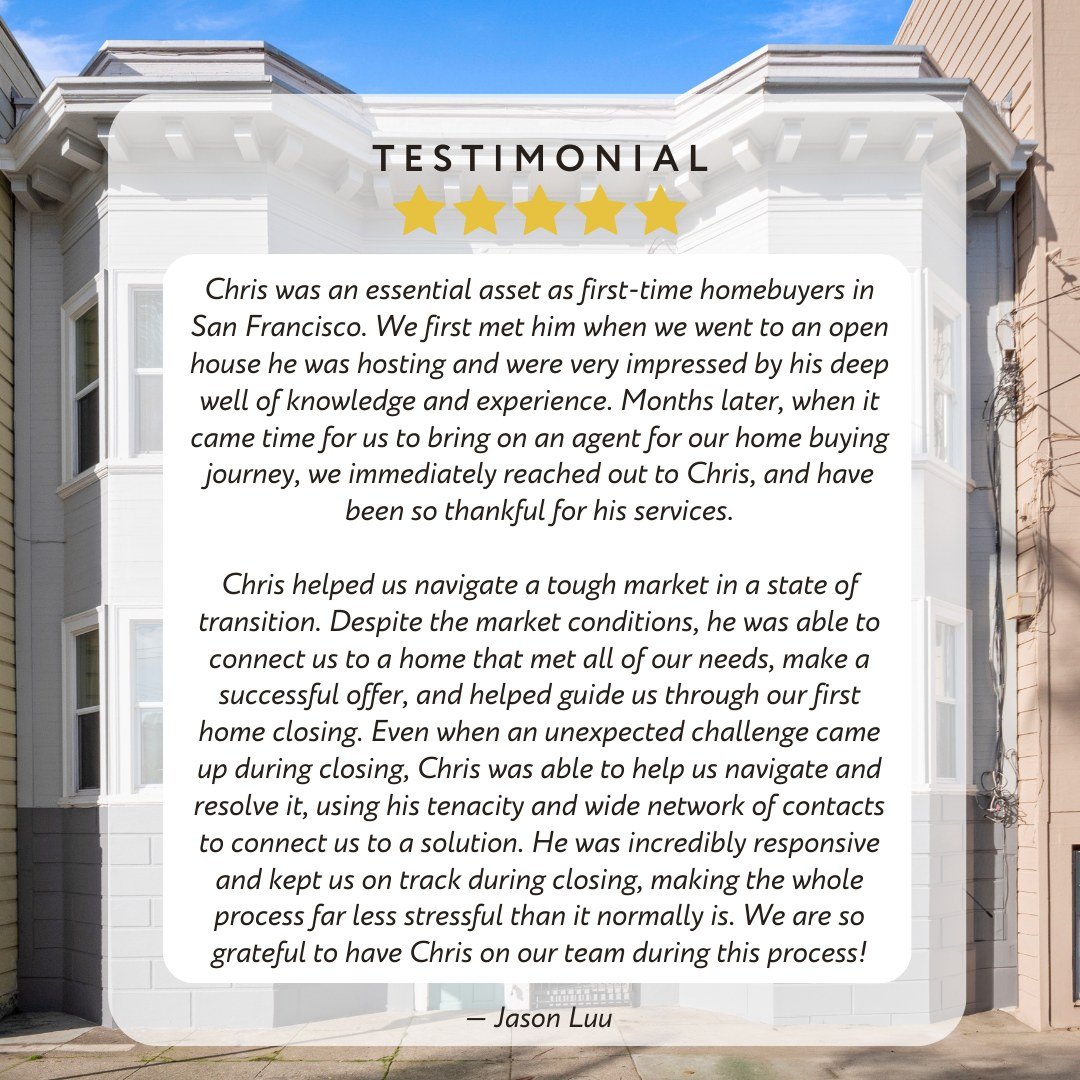 Thank you for such a kind review! It's been an absolute pleasure guiding you through your home buying journey in San Francisco. Your trust and confidence in my services mean the world to me. Thank you for allowing me to be a part of this milestone in