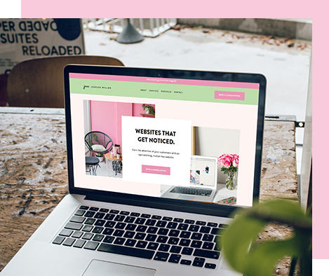 image of the website jessicamiller.work on a laptop screen