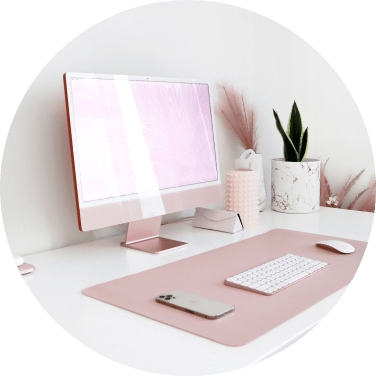 desktop with pink background