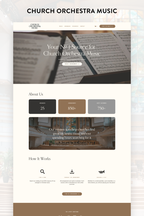 A Fresh Rebrand for a Thriving Church Orchestra Music E-Commerce Site