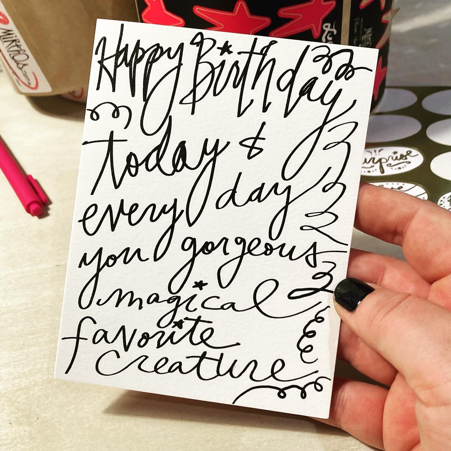This gorgeous top selling birthday card has a story! 

First of all, I&rsquo;ve had this made in tactile thermography - raised print like some &ldquo;engraved&rdquo; invitations have - but wildly wonky like Mirthos does! Read on&hellip;.

So in May 2