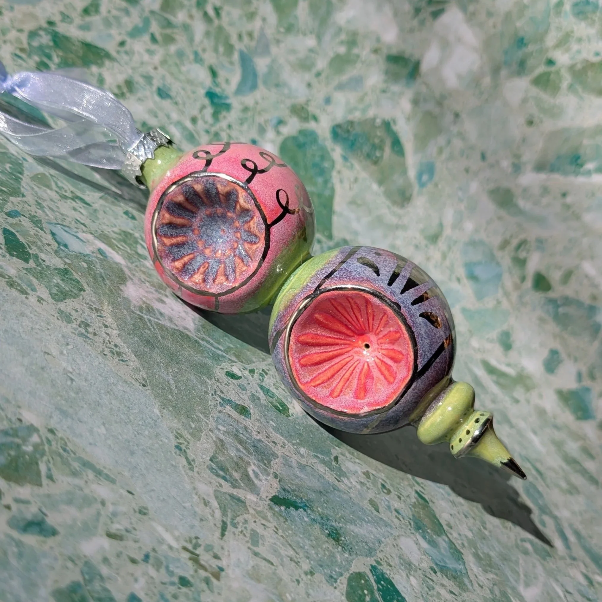 Jazz Holly Ornament 006 (green, pink, purple, & silver) *second*