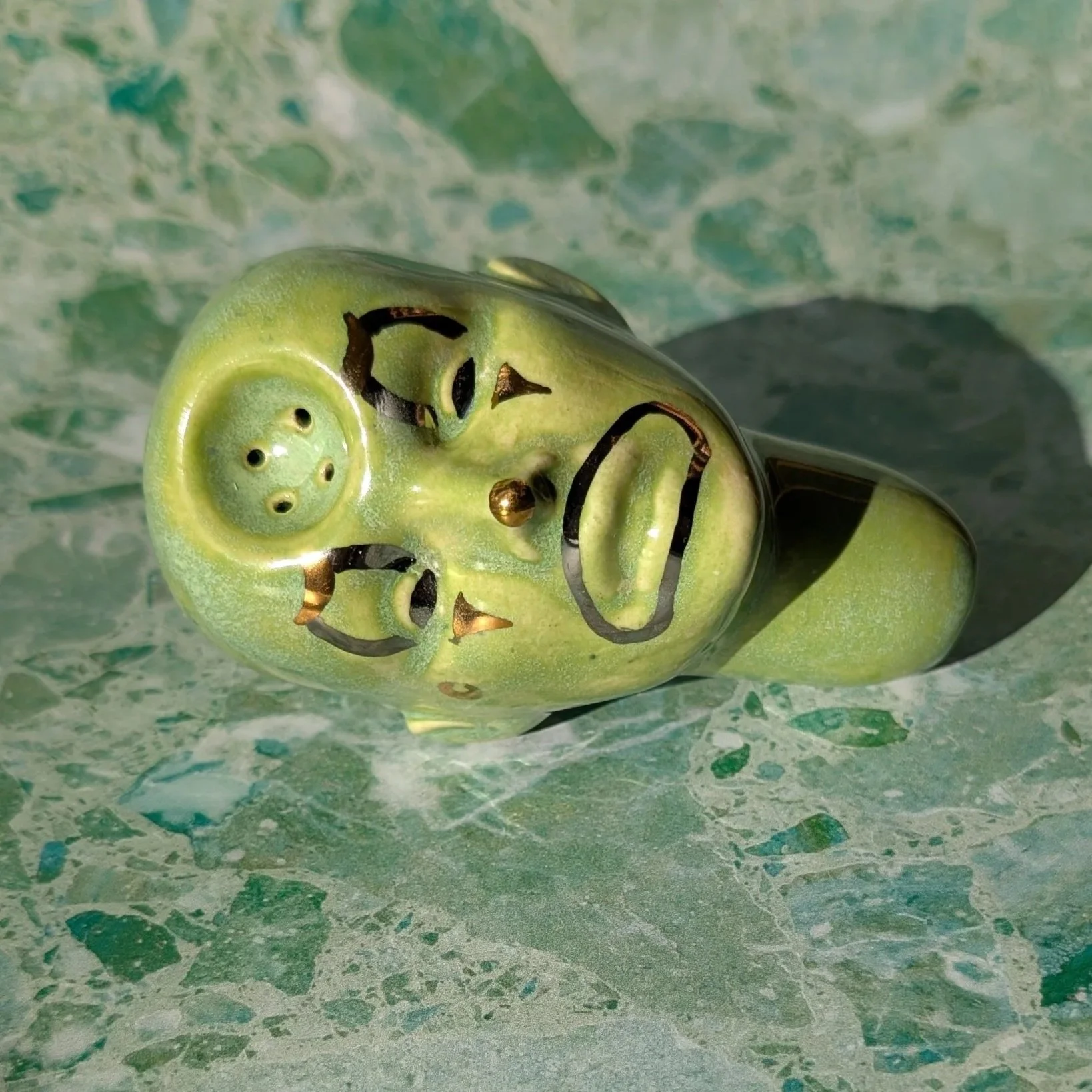 Classic Doll Heady Clown 001 (lime green, gold, & silver)