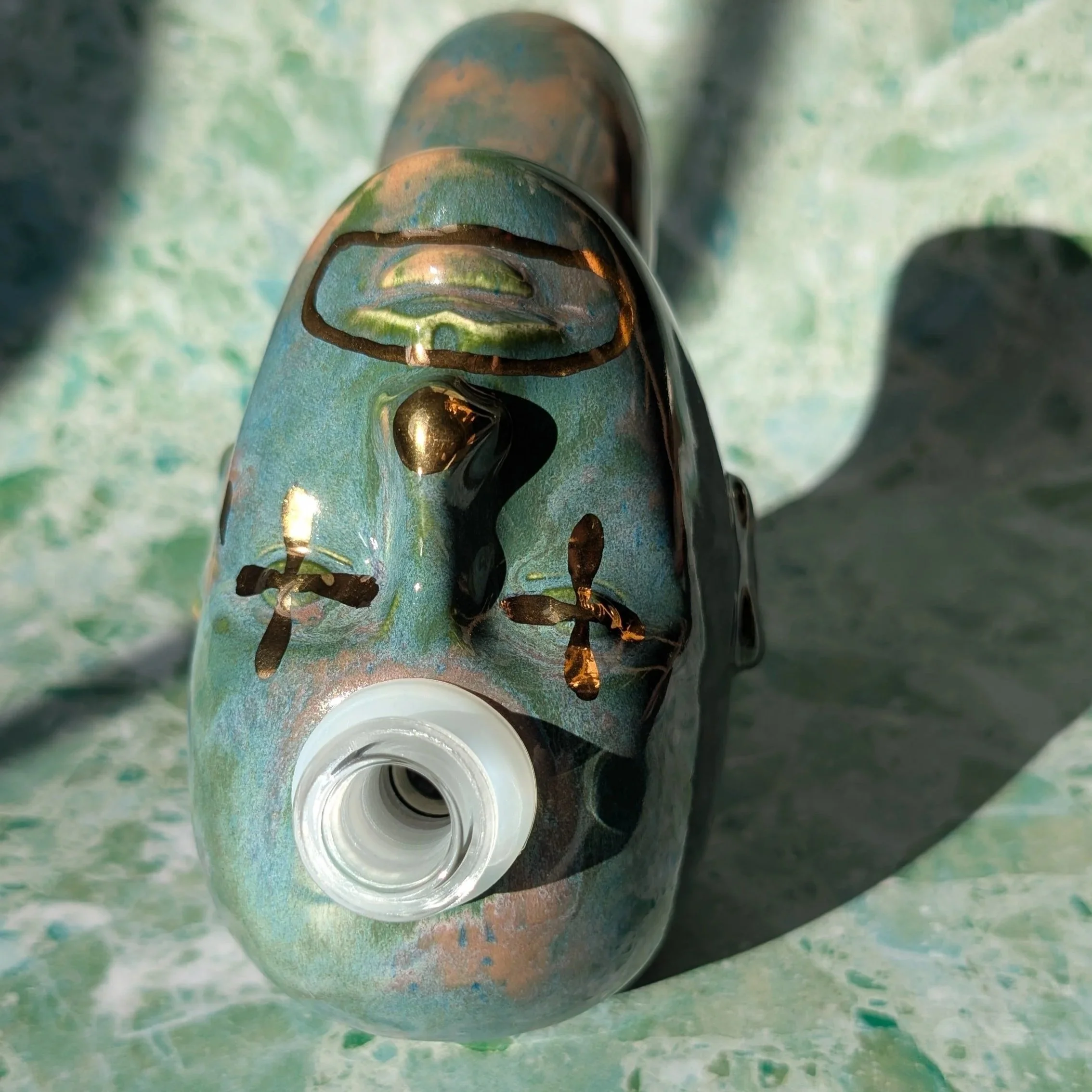 XL Doll Heady Clown 003 (teal green & gold)