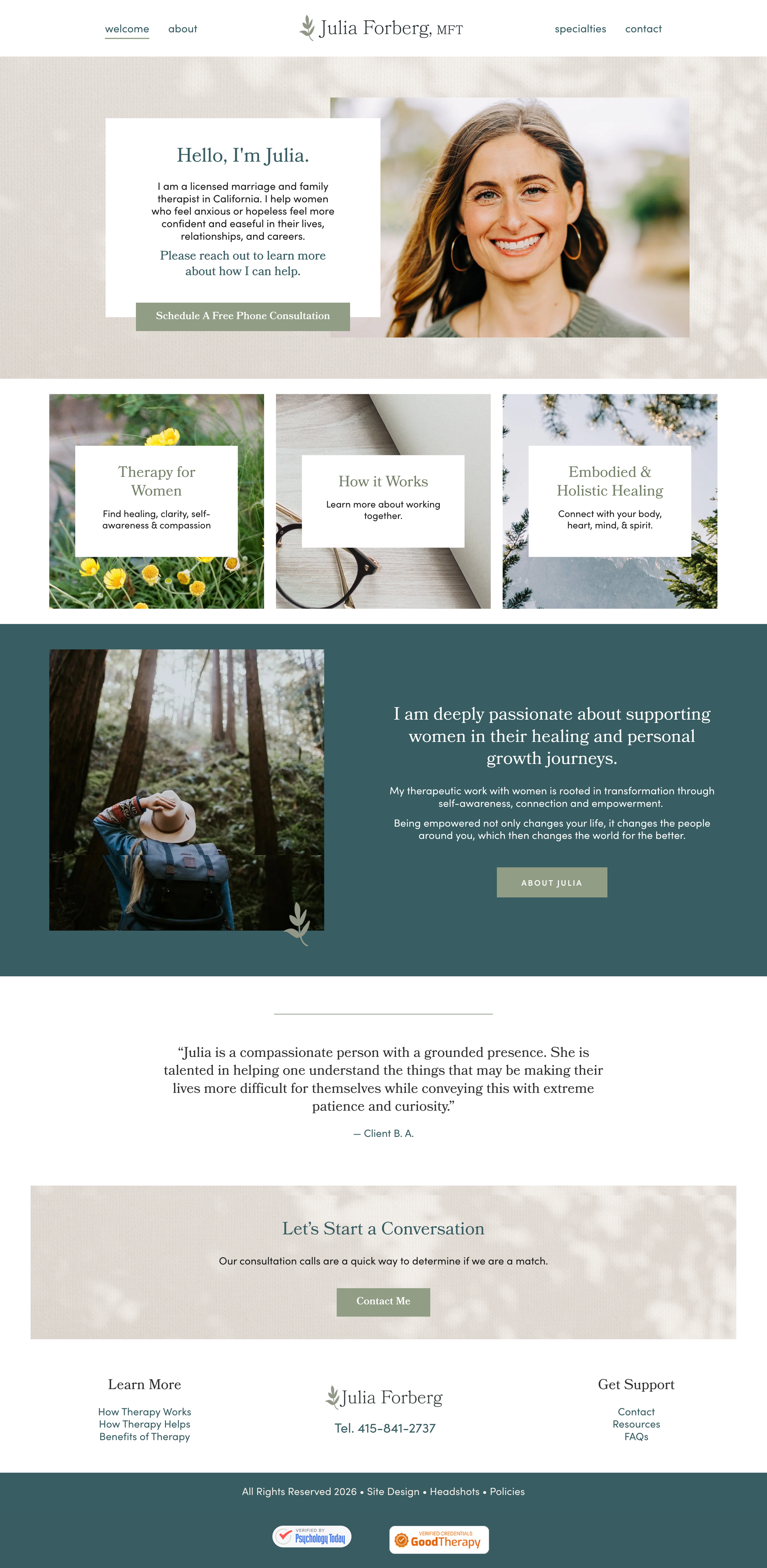 therapist website light and calm