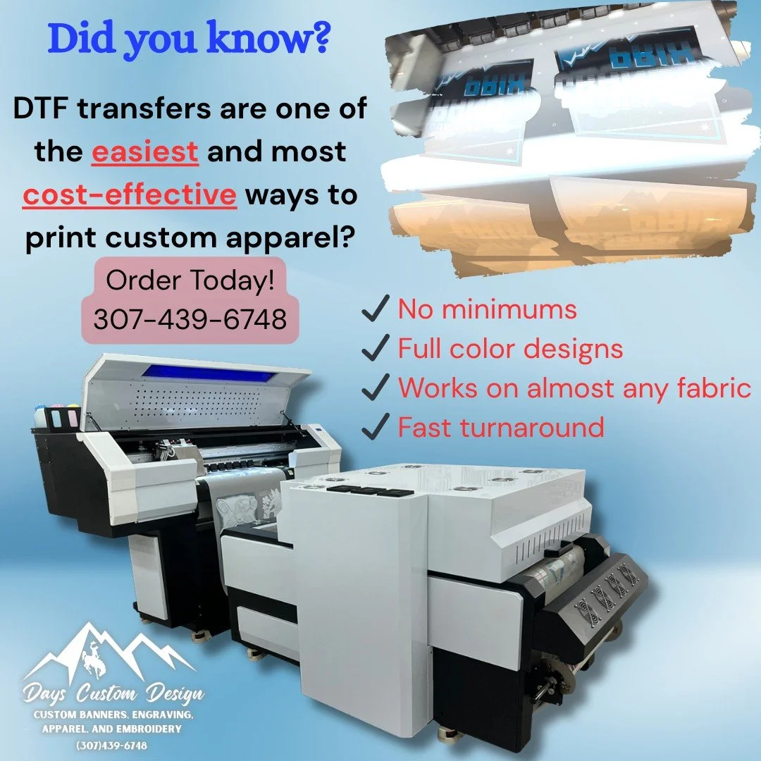 Did you know DTF transfers are one of the easiest and most cost-effective ways to print custom apparel?
✔ No minimums
✔ Full color designs
✔ Works on almost any fabric
✔ Fast turnaround
Upload your designs using our online gangsheet builder and we ha