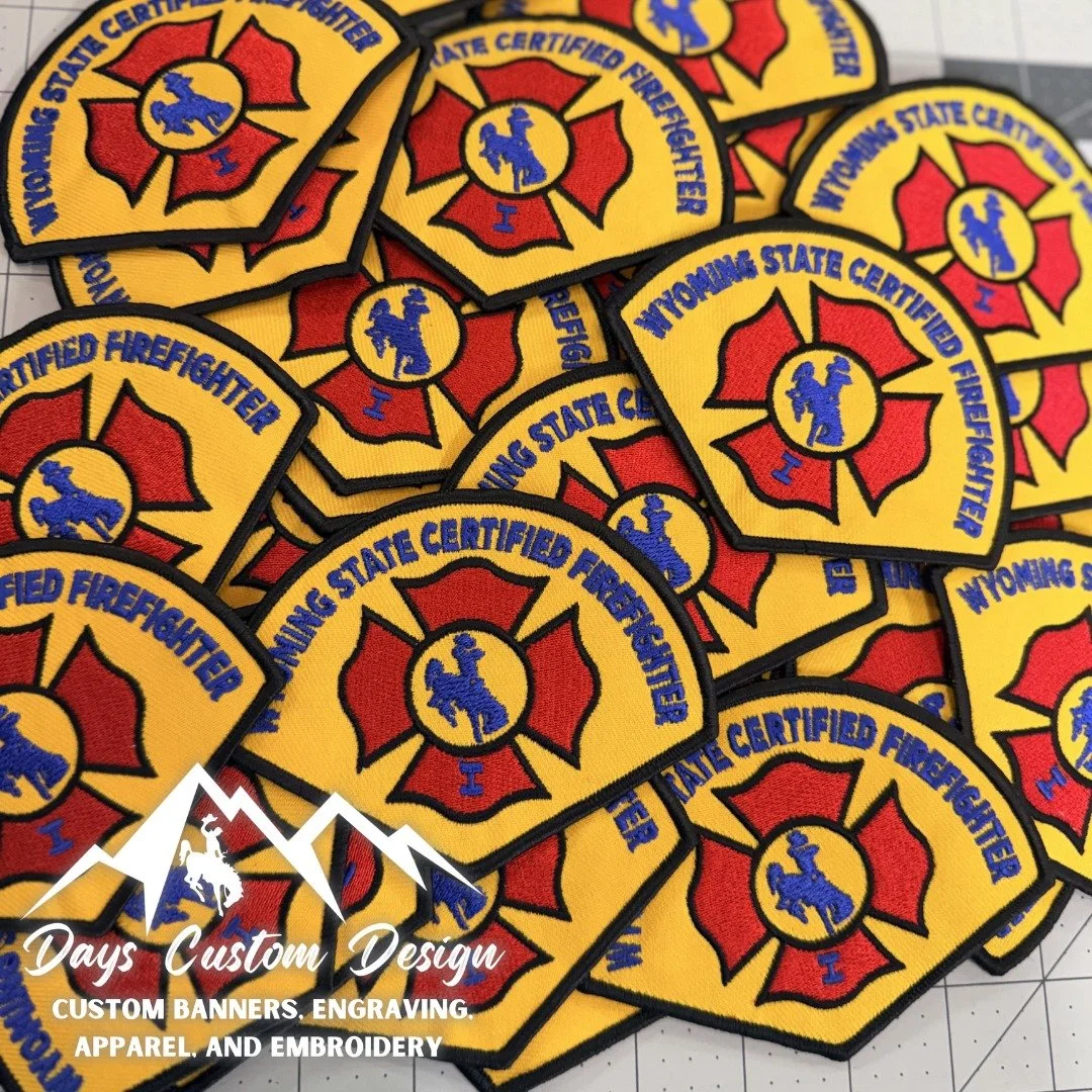 These patches turned out AMAZING 🔥
Huge thank you to Bairoil Police, 6 House Fire Station, and Bairoil Fire Department.
If you need durable, professional patches we&rsquo;ve got you covered.
📞 Call (307) 439-6748 or visit dayscustomdesign.com to or