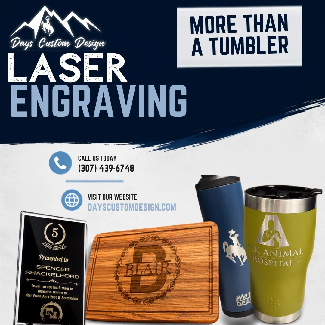 Did you know a laser can do WAY more than engrave a tumbler? 🤯🔥
Laser engraving gives you a permanent, precise design by using a laser to engrave directly into the material.
Depending on the project, we can create custom designs on items like tumbl
