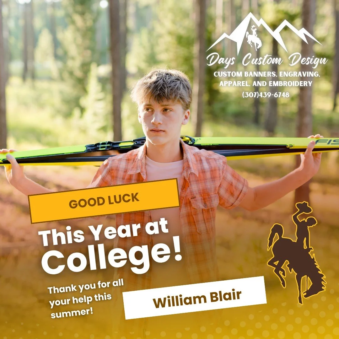 We&rsquo;re wishing William the BEST as he heads back to the University of Wyoming for another great college year! 🤠💛
Thank you, William, for all of your hard work and everything you&rsquo;ve done to help keep Days Custom Design running during our 