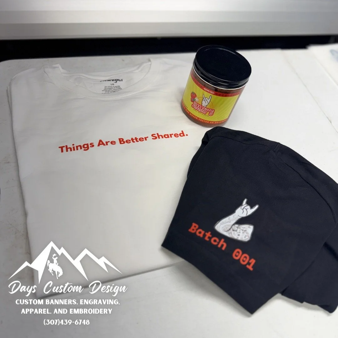 Have you guys tried Jimmy's Small Batch Salsa  yet?! 👀🌶️
We had the AWESOME opportunity to make their shirts for their Batch 001 Boxes, and these turned out RAD!! 🤘🔥
Getting to see another local brand doing something unique and getting to be a sm