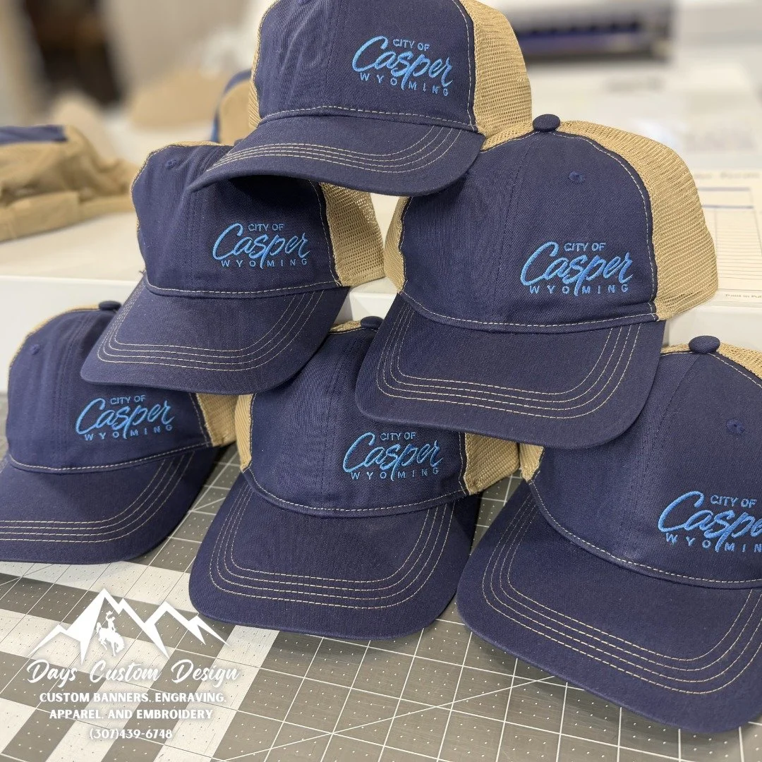 Clean. Professional. Embroidered to last. 🧢✨
Check out these embroidered hats we recently completed for the The City of Casper, WY !
We love seeing local organizations and businesses represented with professional custom gear right here in our own co