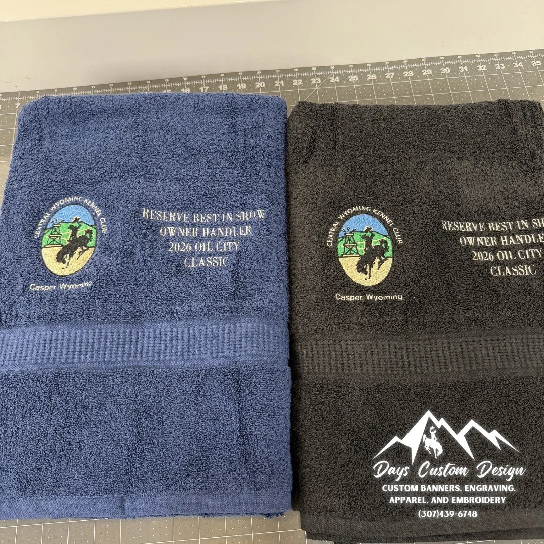 These towels were HUGE... and that embroidery could not look better! 🧵
One thing we love about custom work is that no two days in our shop look the same.
One minute we are making hats. The next it is shirts. Then banners. Then suddenly we have GIANT