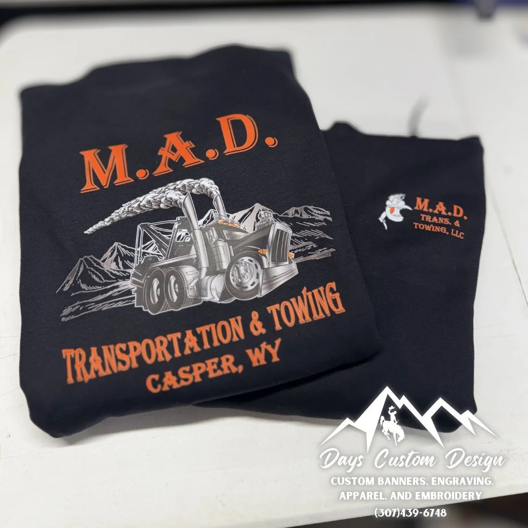 HUGE shoutout to MAD Towing  for keeping their drivers looking fresh with new custom work apparel! 💪🚛
Work clothes do not have to be boring.
Thank you Mad Towing for trusting us with your team! ❤️ Ever need a tow?? Call them! They got you covered!!