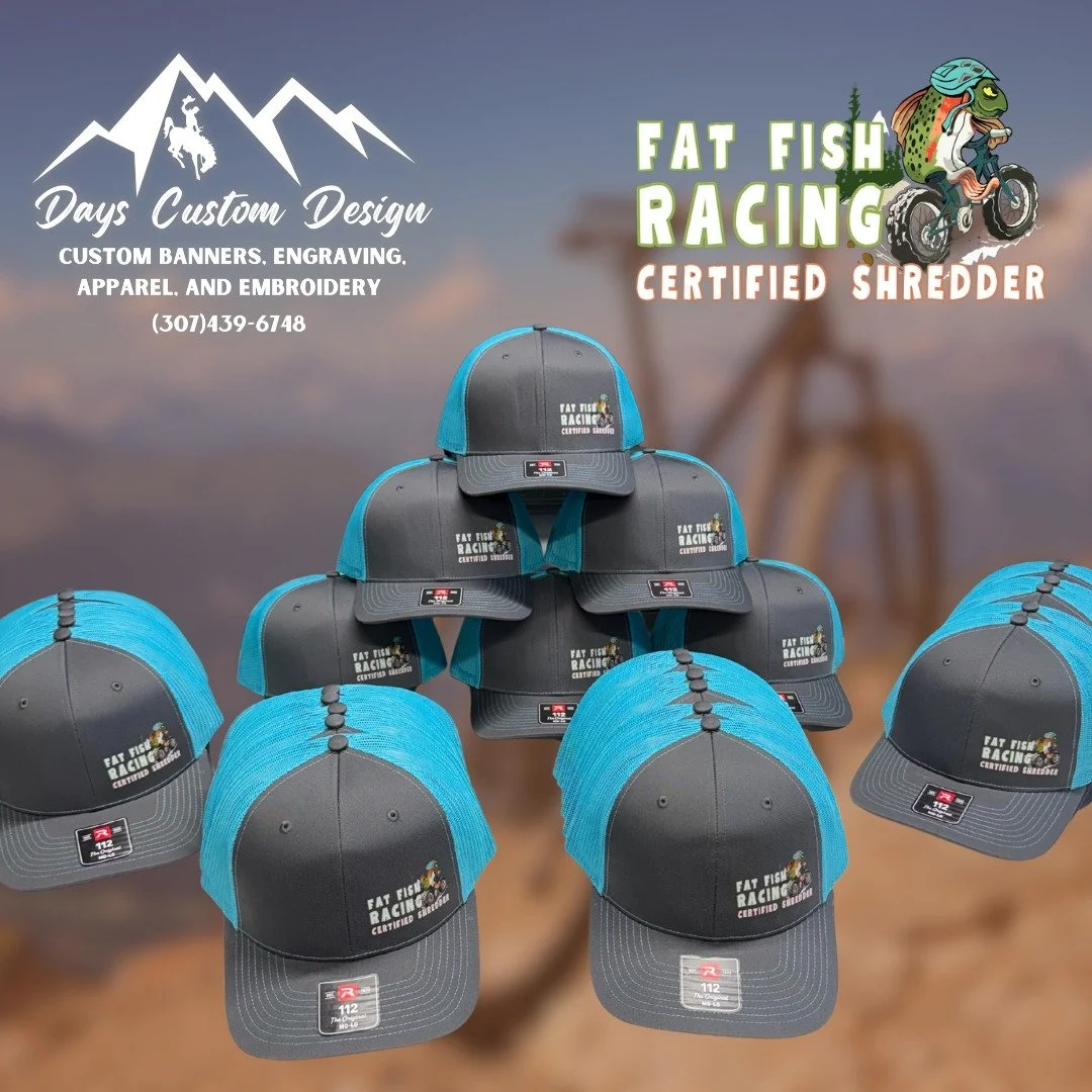 These custom printed hats for Fat Fish Racing  turned out SO good! 🏁🧢🔥
A useful custom award gives winners something they will actually enjoy long after the event ends. Hats, plaques, tumblers, shirts, and other personalized products can make race