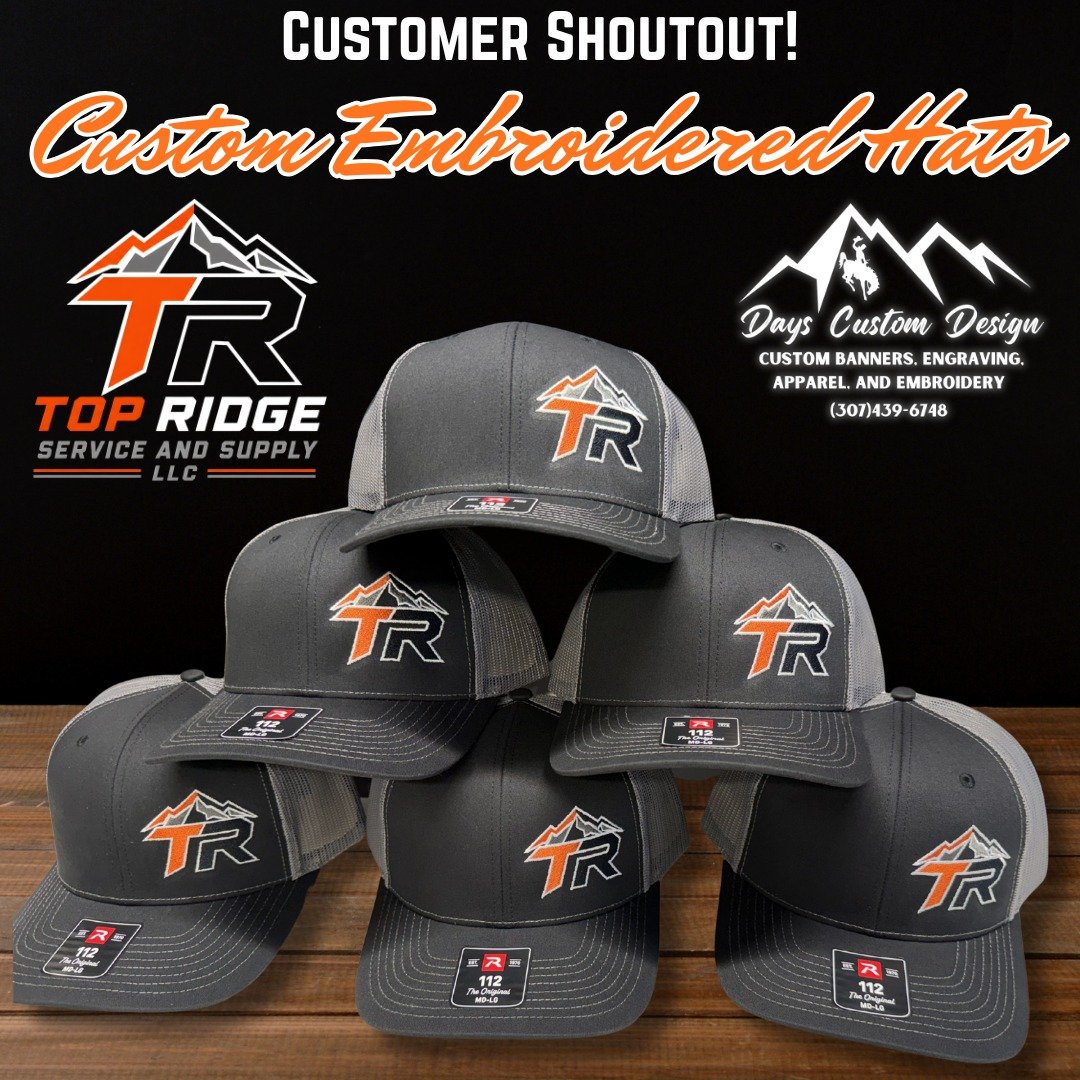 We have to give another shoutout because these turned out AWESOME! 🔥🧢
Thank you Denton Skogin for trusting us with these hats for Top Ridge Service and Supply Company!
A great hat is basically a walking billboard for your business... except people 
