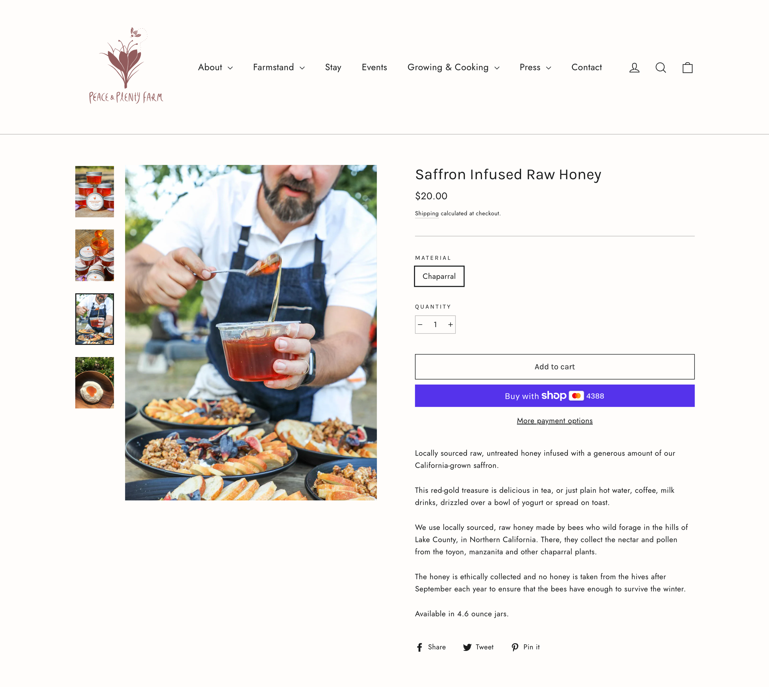 Peace & Plenty Farm item purchase page