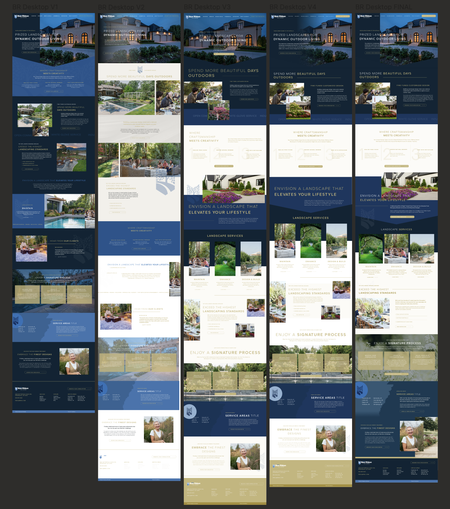 Blue Ribbon figma homepage iterations