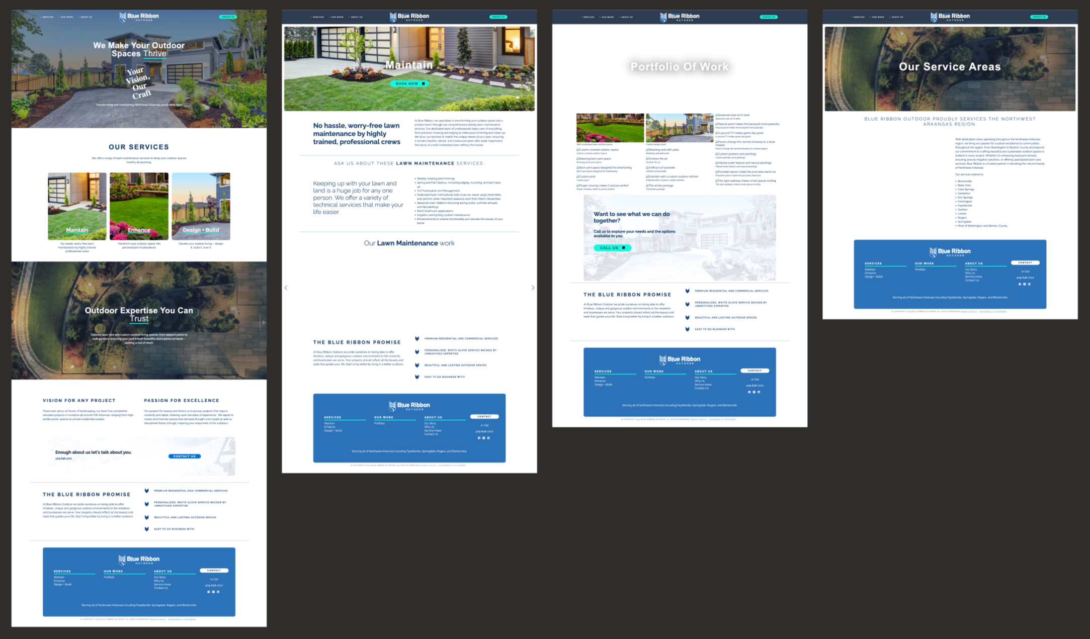 Screenshots of Blue Ribbon legacy site