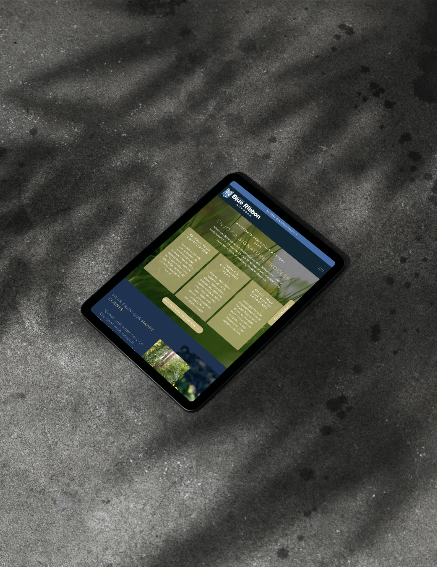 Blue Ribbon signature process open on tablet