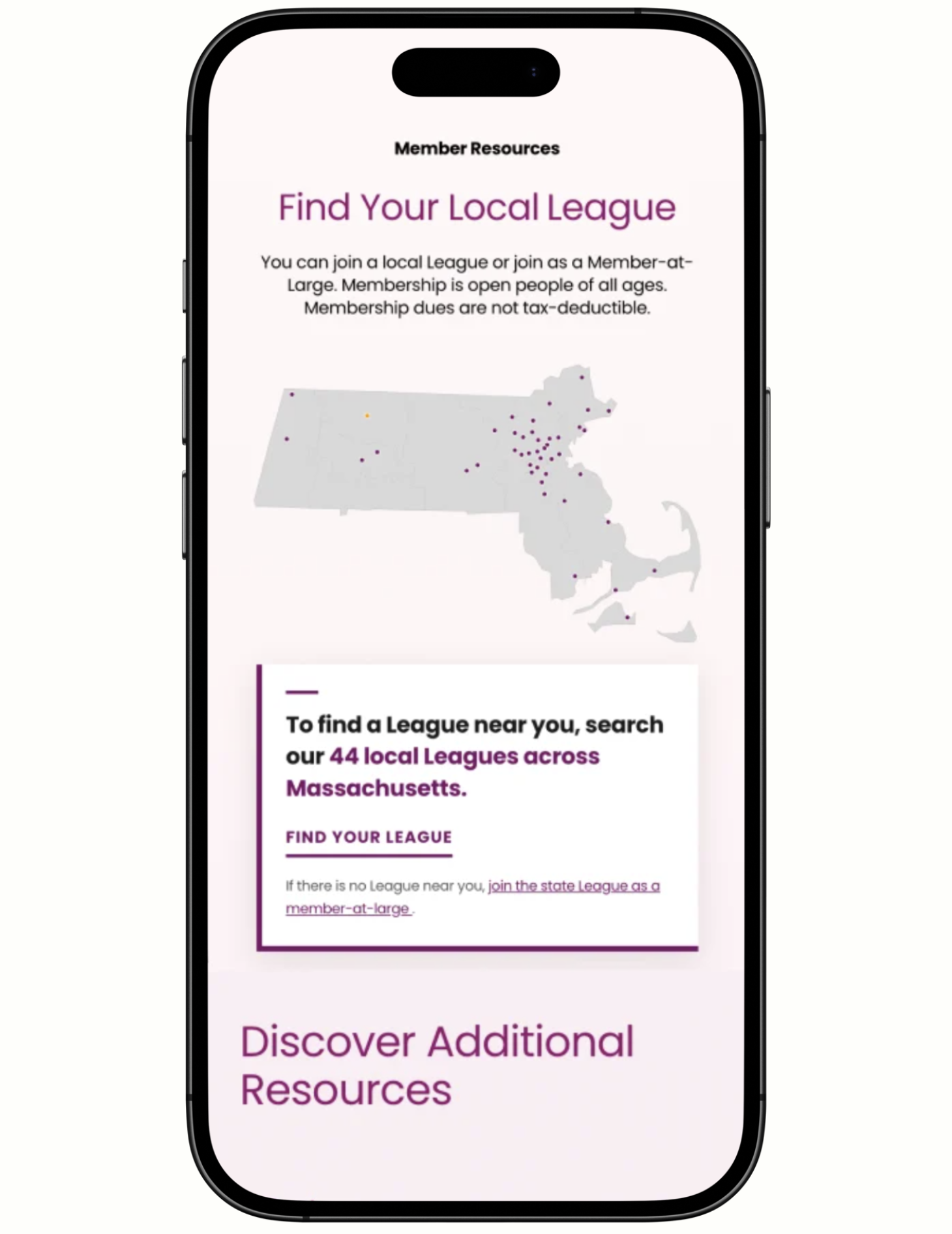 LWVMA local league finder mobile