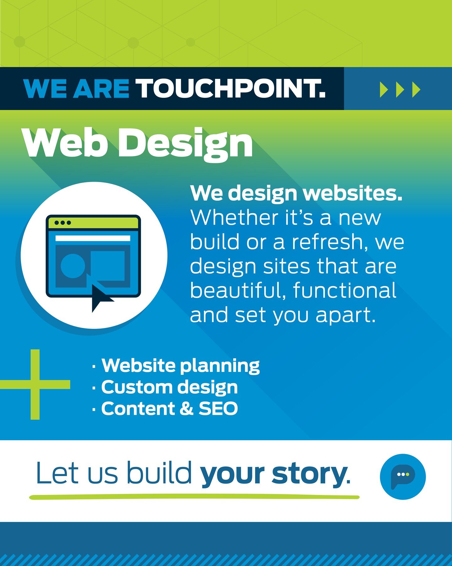 We design websites. Whether it's a new build or a refresh, we design sites that are beautiful, functional and set you apart. 

To check out our web design capabilities, visit our website or email laura@touchpointmedia.com to get in touch.

#websitepl