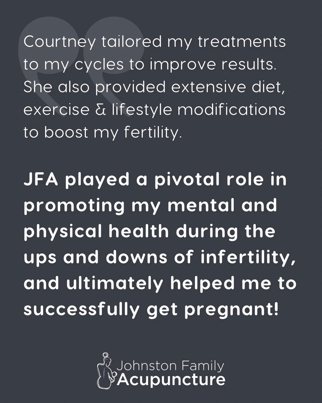 Personalized acupuncture, cycle-specific treatment plans, and whole-body support can make all the difference on a fertility journey. We&rsquo;re honored to walk alongside our patients through every step. 🤍 

#fertility #acupuncture #pregnancy