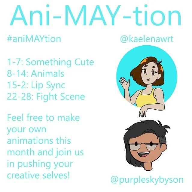 Hello all of you lovely people! Come join my friend @purpleskybyson and me as we challenge ourselves to create a rough ani-MAY-tion every week!
Use #aniMAYtion to join in!
•
•
•
#2danimation #animation #animaytion #roughanimation