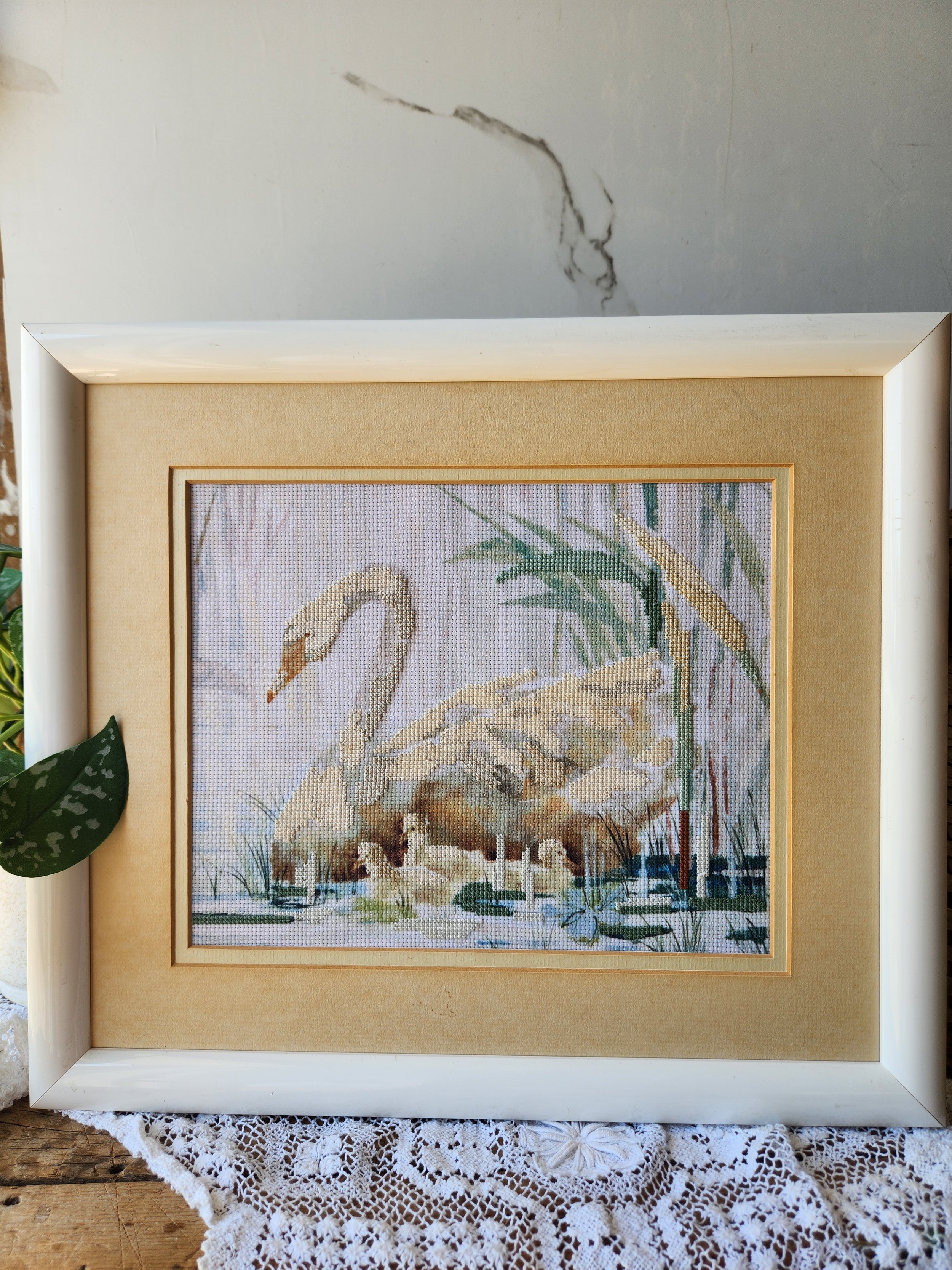 Rare Swan Crosstitch sampler