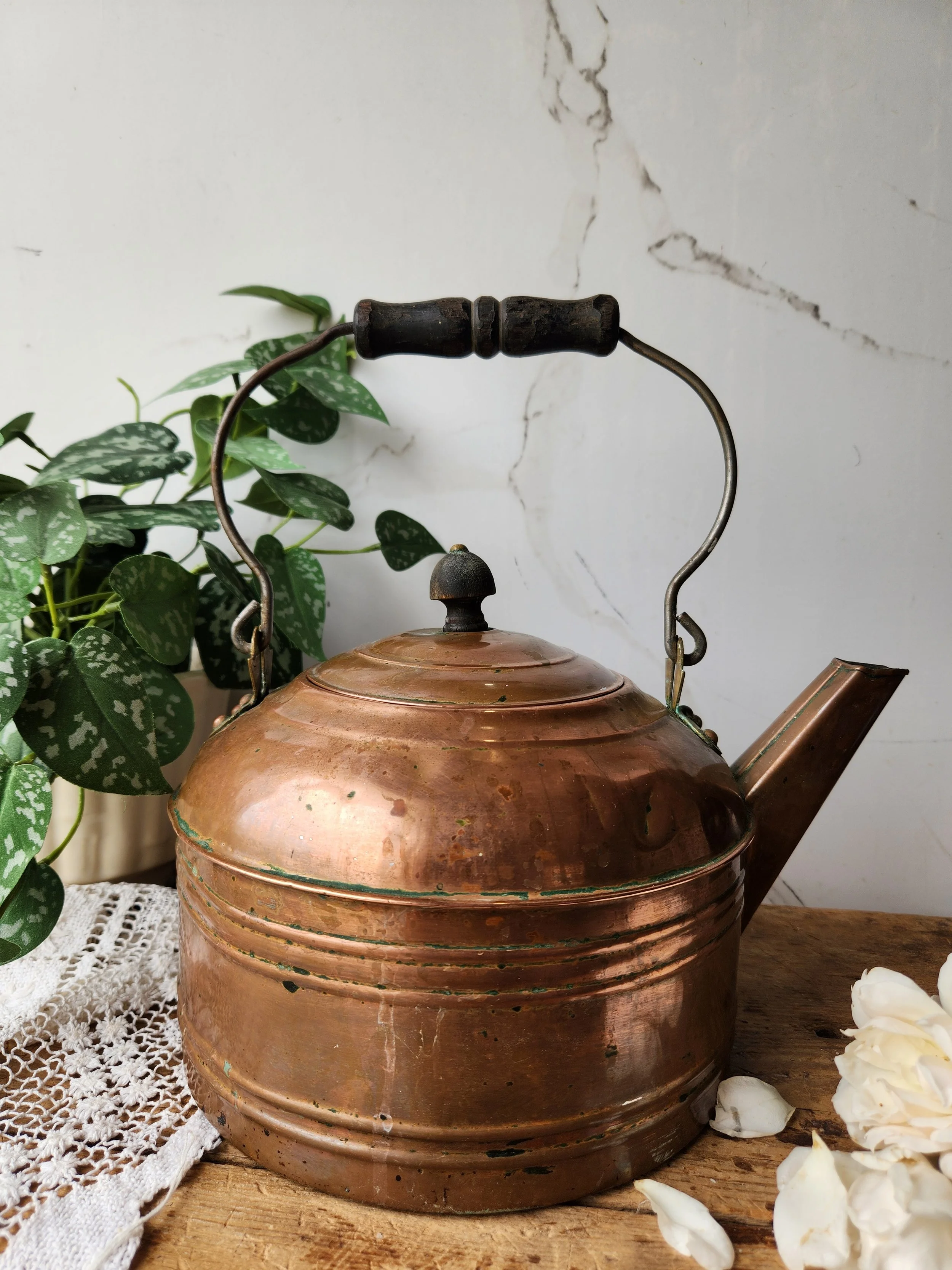 Antique Solid Copper large Tea kettle