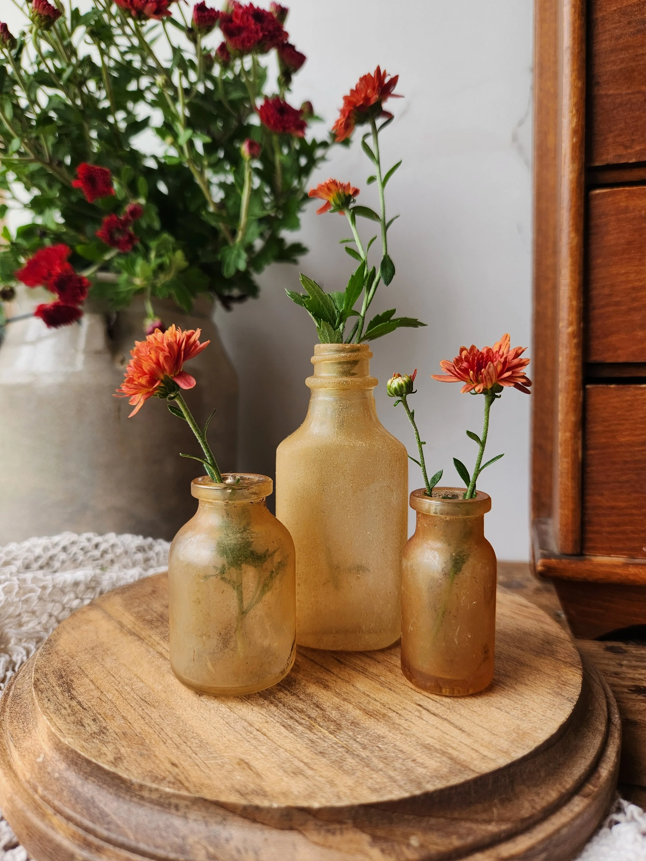 Antique Caramel colored glass bottles