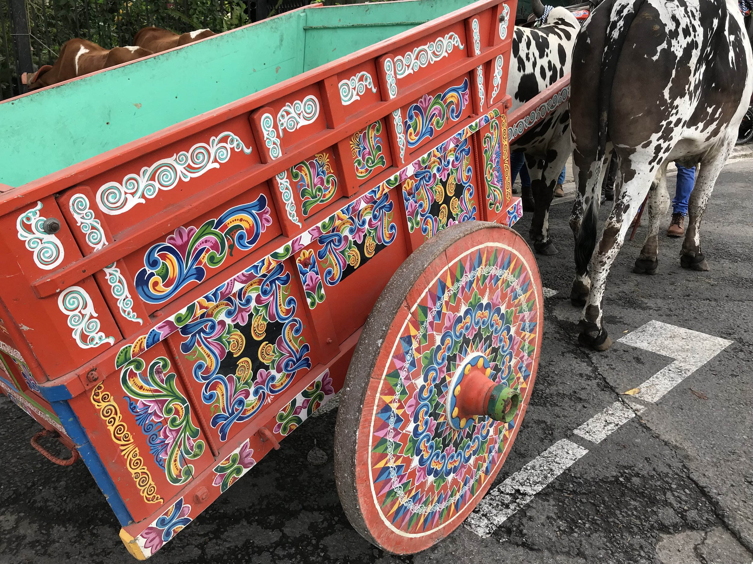 Traditional Red Costa Rican Oxcart beautifully decorated