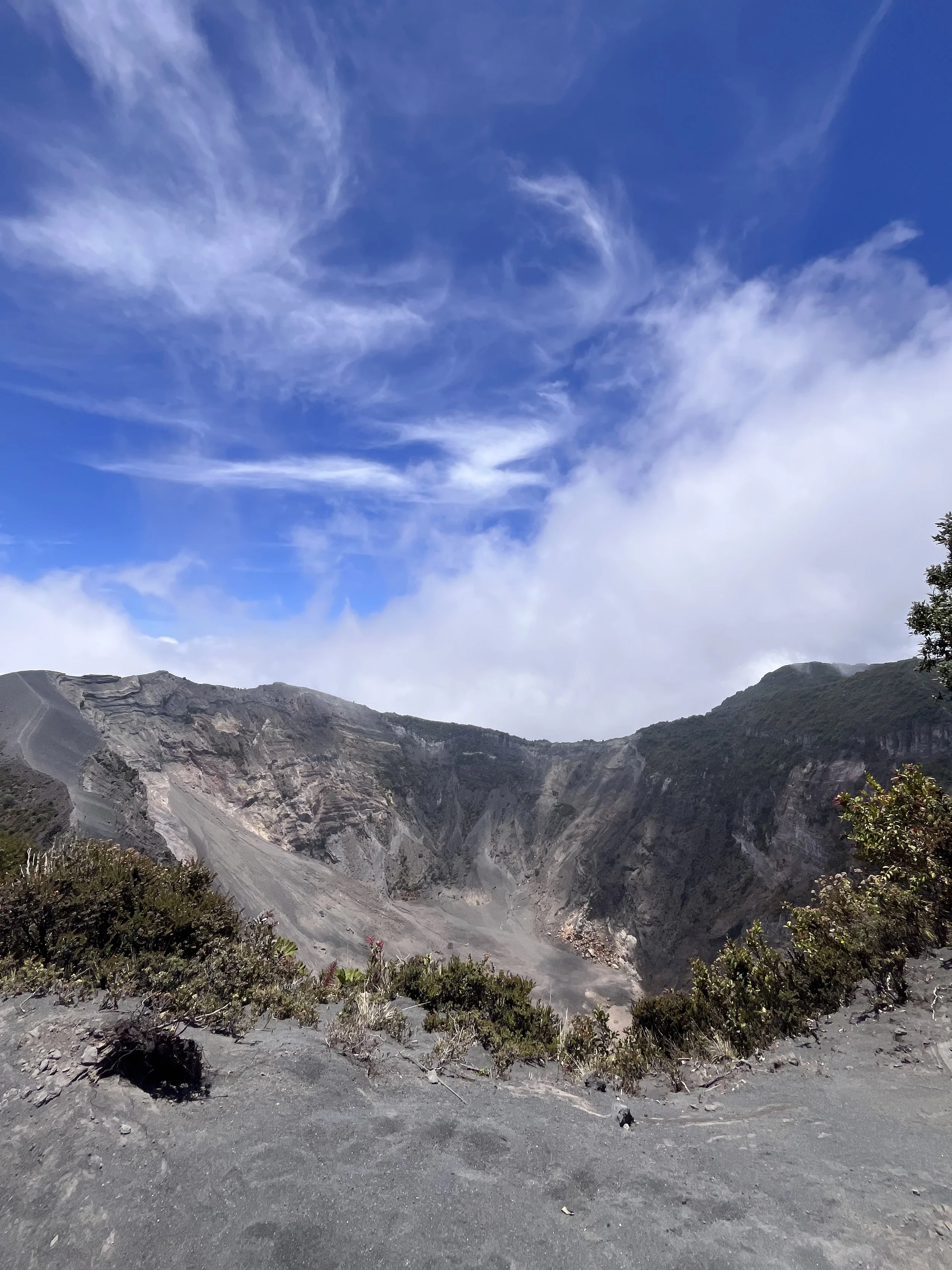 Irazu Volcano from the top on a clear blue day