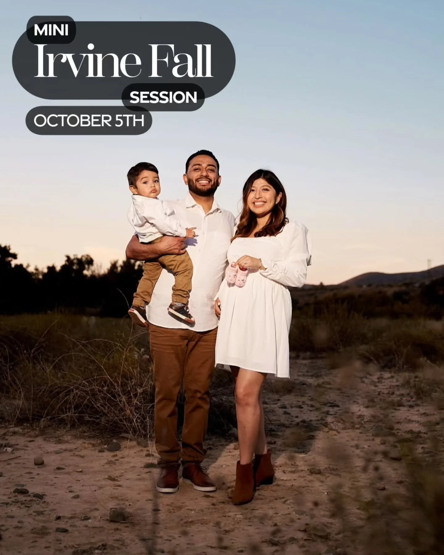 Fall Mini Sessions here 🍂 
Get your family portrait or engagement session with me for the month of October.
Mini session includes:
- Price: $200
- 📍Location: Irvine
- Date: October 12th
- 25 Minute Session
- 📸 25+ Moments
- High Resolution Digital