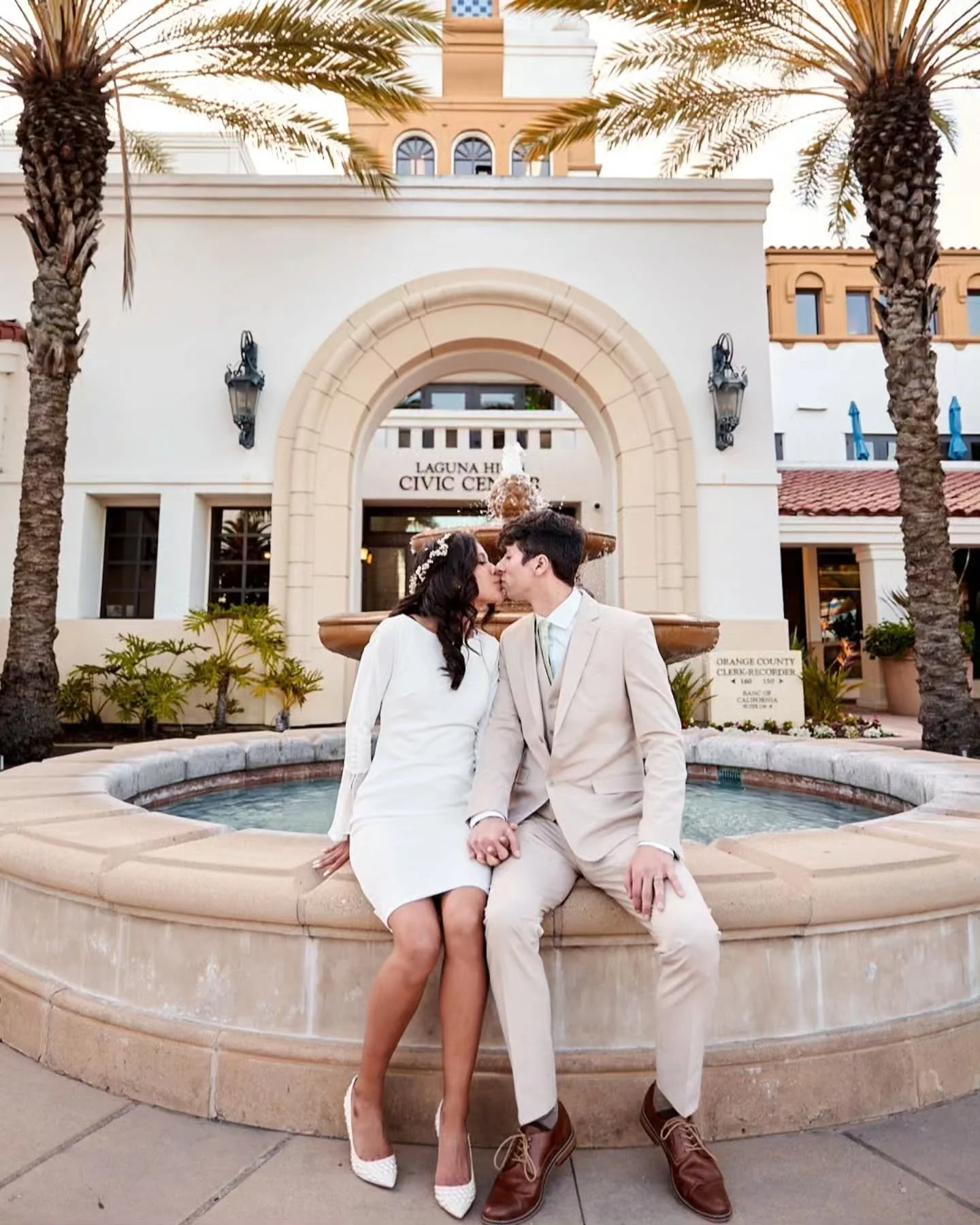 Another hidden gem in OC to consider for your courthouse wedding is the Laguna Hills Courthouse. With it being only a few minutes away from Laguna Beach, it's one of my favorite locations to photograph in and then head to the beach for more portraits