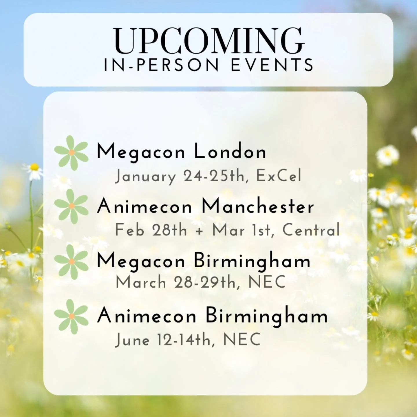 2026 events! 🌼

#artistalley #convention #smallbusiness