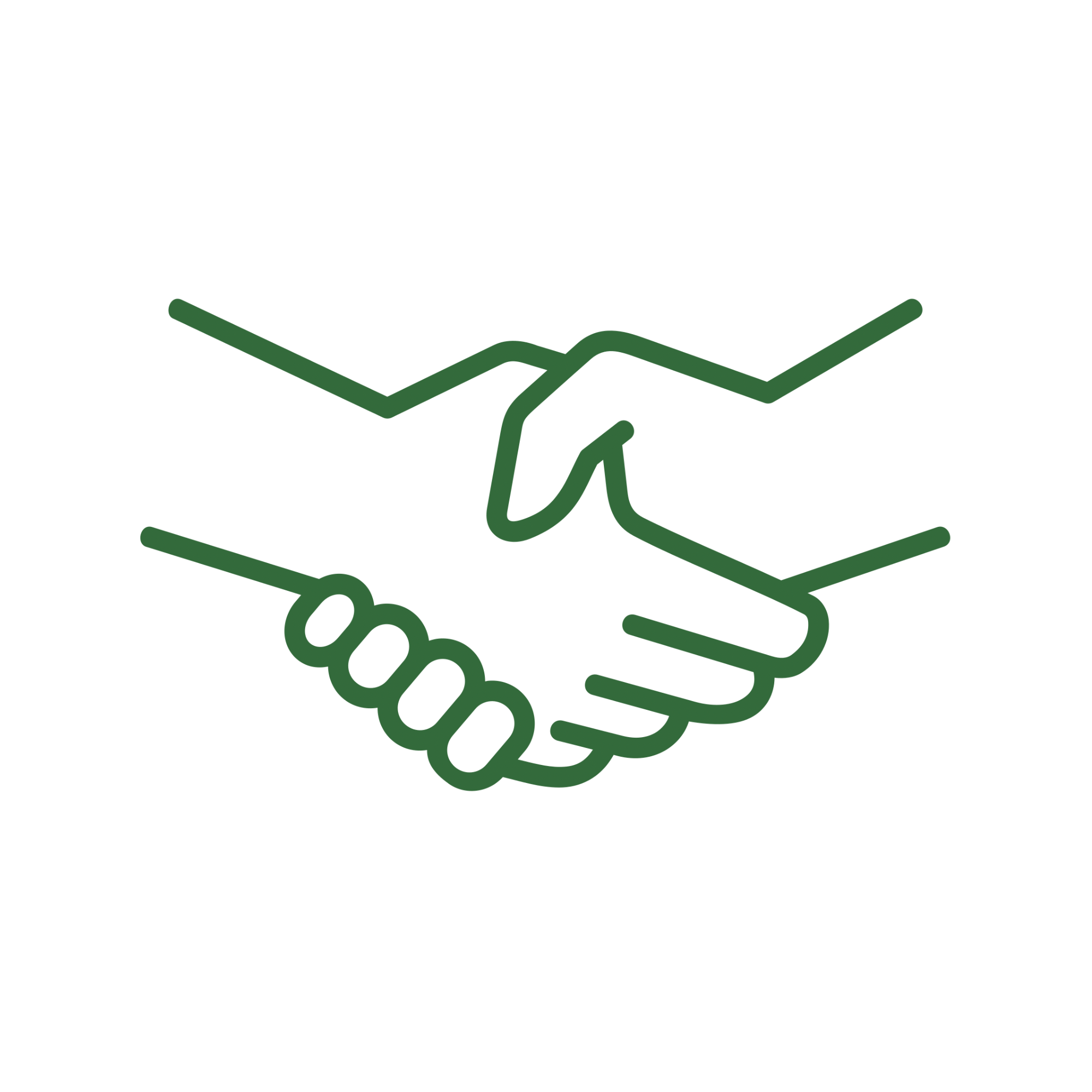 Handshake icon representing H&N Homestead supporting small farms and local families