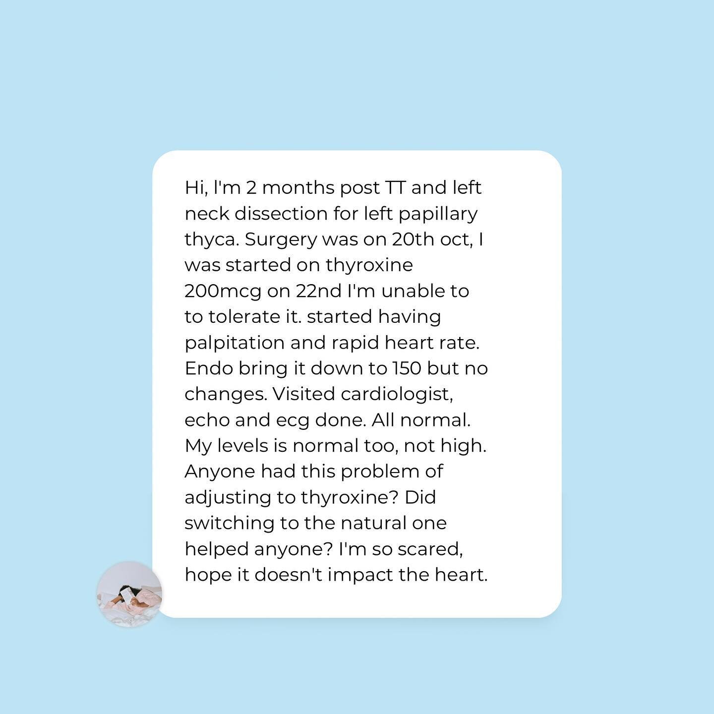 A fellow survivor needs our help! Please comment below to help them out with your experiences 💙

#thyroid #cancer #thyroidproblems #thyroidcancer #hashimotos #cancersucks #hypothyroidism #cancerous #thyroiddisease #cancerdemama #thyroidectomy #thyro