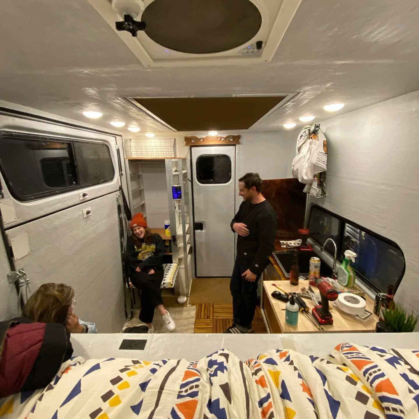 It&rsquo;s always nice when your family pops in to visit while you&rsquo;re working on your build out. Some throwback BTS of our last shop rig. #diytruckcamper #diyvanbuild #diycamper