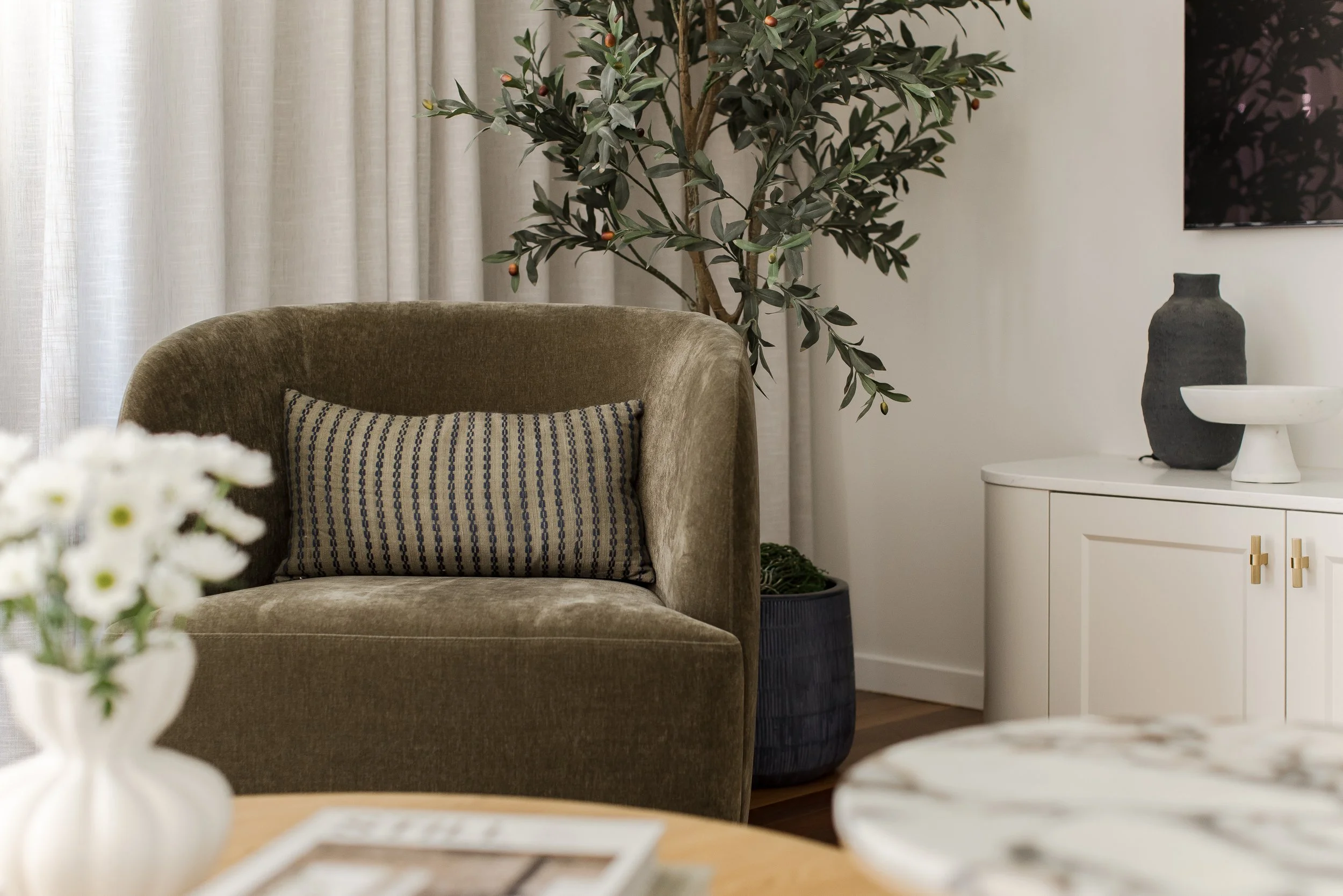 Olive Green Modern Living Room Styling