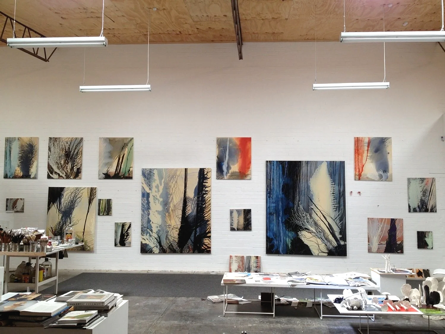Liquilumber works, studio view, 2013. 