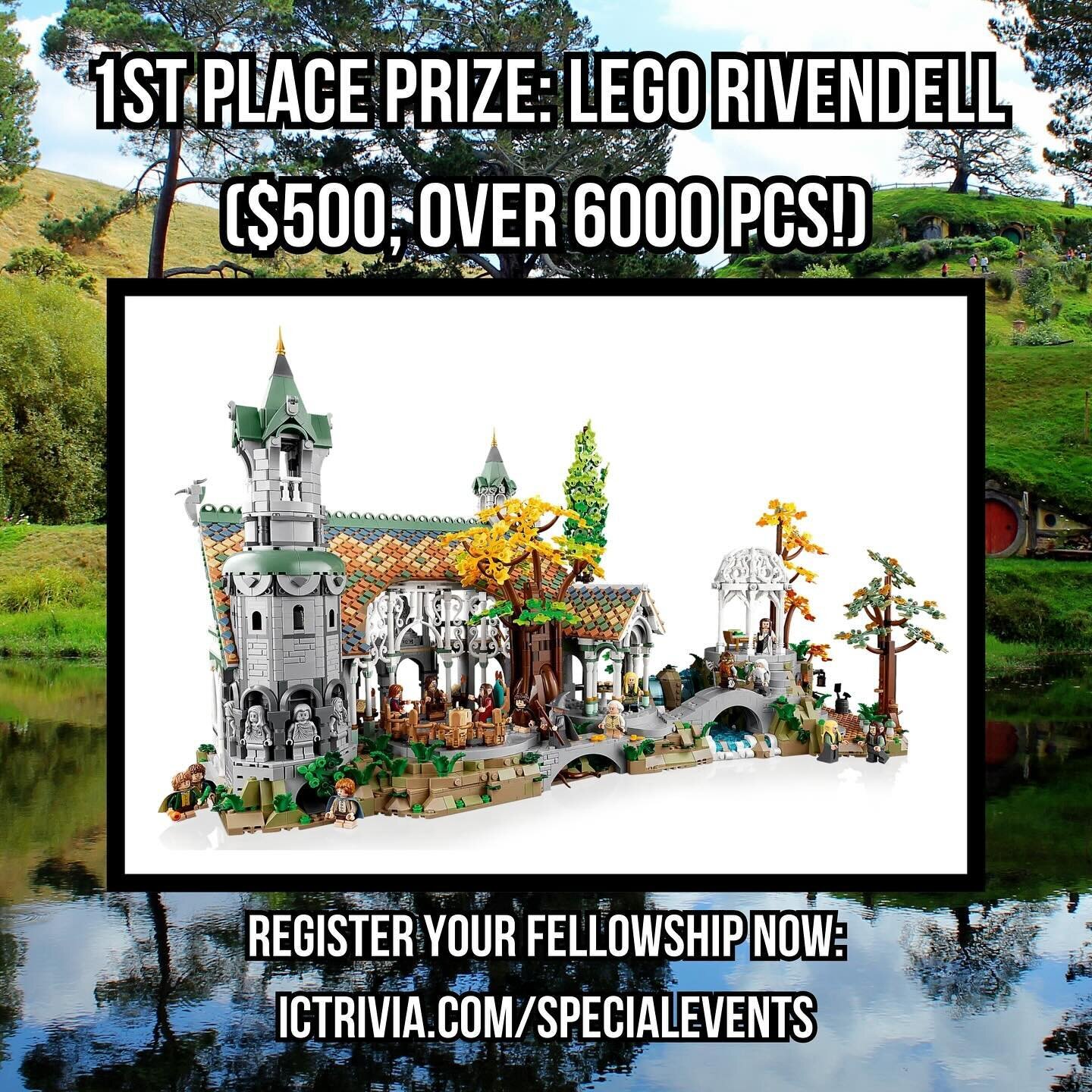 We&rsquo;ve been waiting a long, long time for this. We&rsquo;re so excited to present to you, Lord of the Rings Trivia!

1st Place Prize is a LEGO Rivendell Set! Over 6000 pcs, and a $500 Value!

Early Bird Sign-Ups are available now! Sign up online
