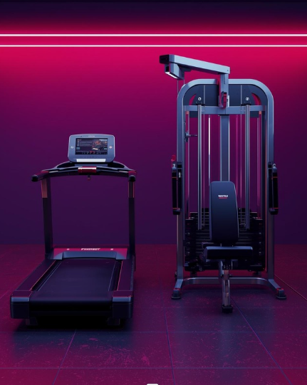 side by side comparison of strength machine and cardio machine demonstrating how muscle changes body shape.