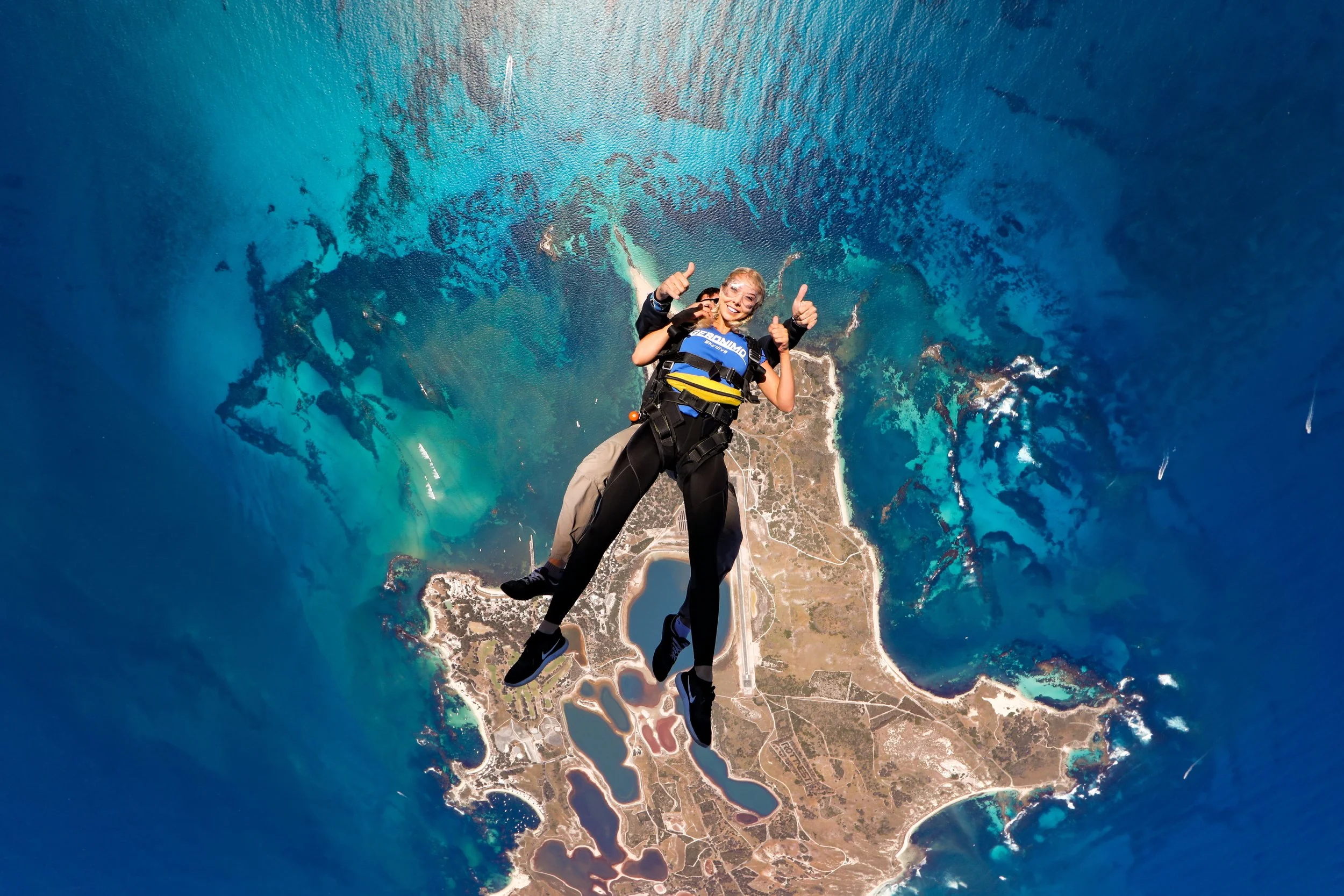 Tandem skydiving over Rottnest Island