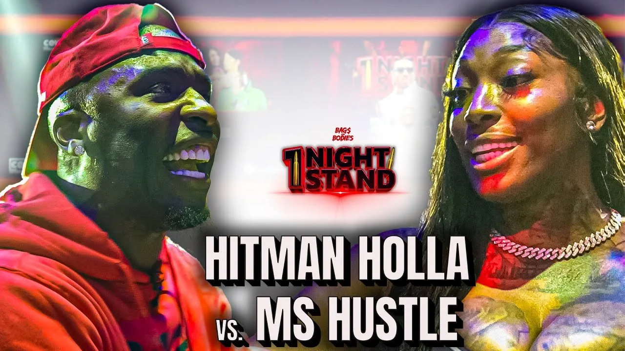 Hitman Holla VS. Ms Hustle Rap Battle | Bags ANd Bodies Battle League