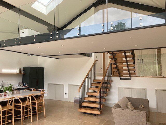 Happy Friday folks!! 😃 I thought I&rsquo;d share this sneak peek of one of our projects which is nearing completion!! This amazing family kitchen area has a reading/study platform hanging from the roof!! 👀 😮 It&rsquo;s a stunning stone barn conver