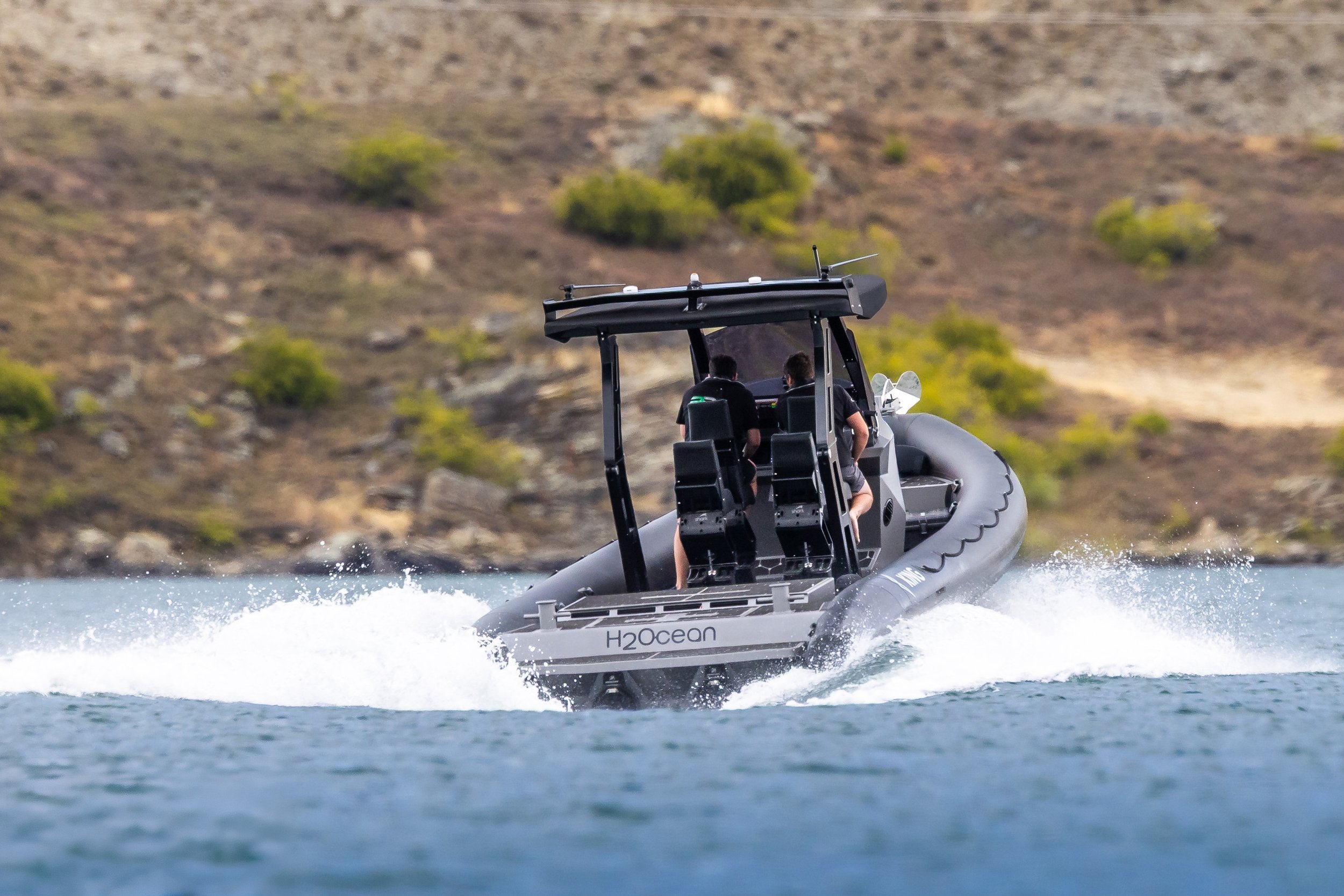 Large RIB boat on water