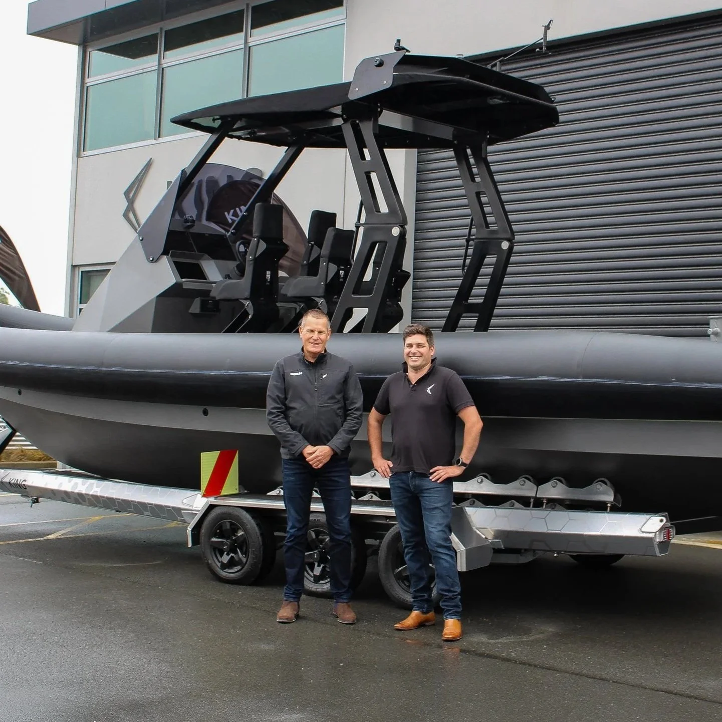 Chris and Will standing in front of H2Ocean large RIB boat